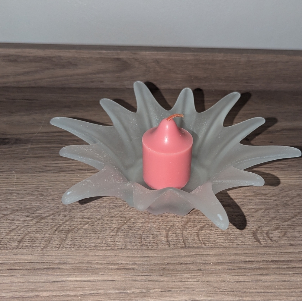 Partylite Frosted Glass Splash Candle Holder P0477